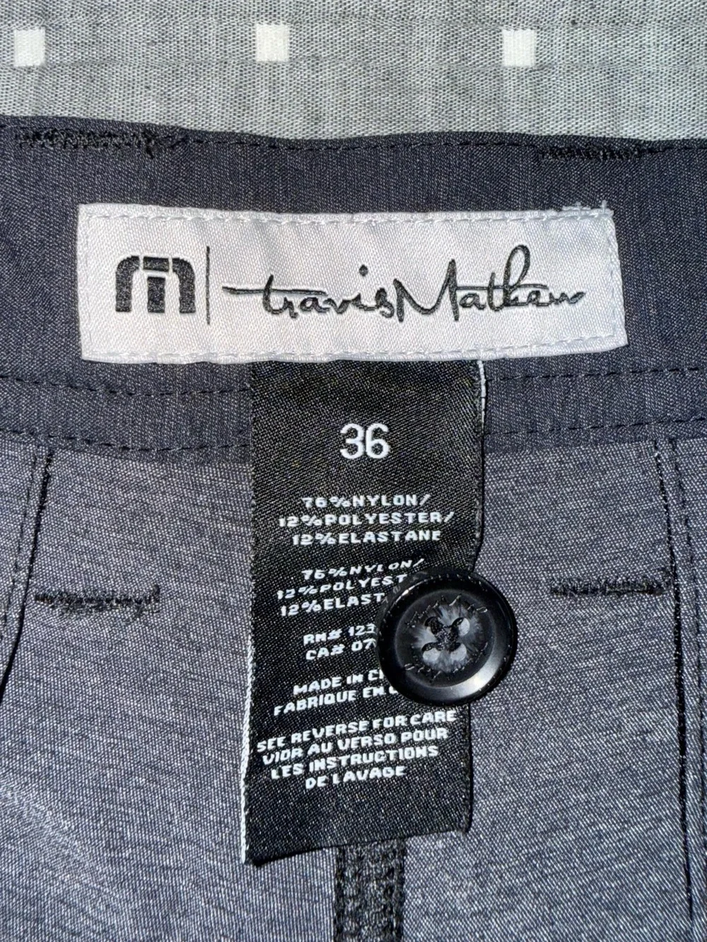 Travis Mathew Men's Charcoal Flat Front Stretch Shorts Performance Golf Size 36